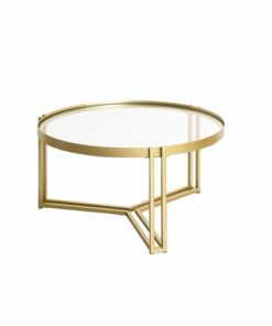 Walker Edison - Contemporary Metal and Glass Coffee Table - Gold