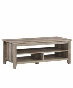 Walker Edison - Coastal Grooved-Panel Storage Coffee Table - Grey Wash