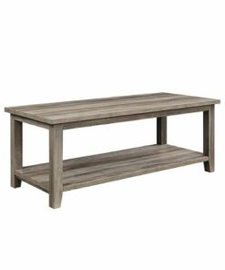 Walker Edison - Modern Minimal Coffee Table with Lower Shelf - Grey Wash