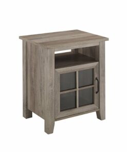 Walker Edison - Classic Glass-Door Side Table with Cubby - Grey Wash