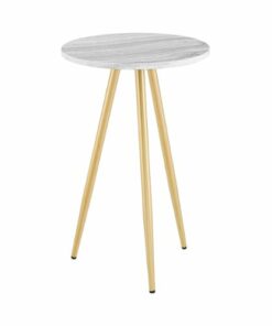 Walker Edison - Modern Glam Minimal Round Side Table - Grey Marble/Gold