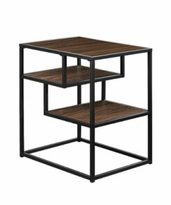 Walker Edison - Modern Minimal Side Table with Floating Shelves - Dark Walnut