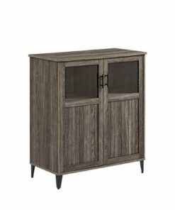 Walker Edison - Classic Grooved Glass-Door Accent Cabinet - Cerused Ash