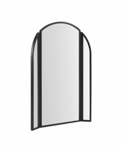 Walker Edison - Contemporary Arched Metal Wall Mirror with Hinging Sides - Black