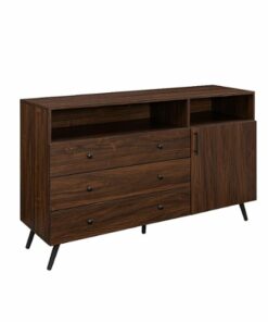 Walker Edison - Mid-Century Modern 3-Drawer Sideboard - Dark Walnut