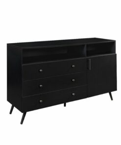 Walker Edison - Mid-Century Modern 3-Drawer Sideboard - Solid Black