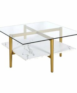 Camden&Wells - Otto Square Coffee Table - Brass/Faux Marble