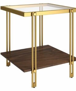 Camden&Wells - Inez Square Side Table - Brass/Walnut