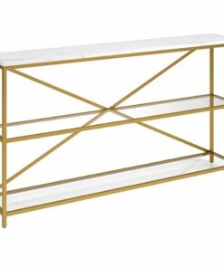 Camden&Wells - Fionn Console Table - Gold/Faux Marble