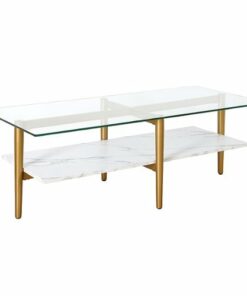 Camden&Wells - Otto Rectangular Coffee Table - Brass/Faux Marble