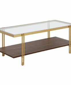 Camden&Wells - Inez Rectangular Coffee Table - Brass/Walnut
