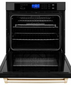ZLINE - 30" Autograph Edition Single Wall Oven with Self Clean and True Convection in Black Stainless Steel and Gold - Black Stainless Steel