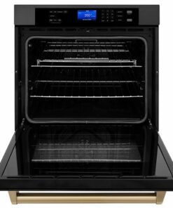 ZLINE - 30" Autograph Edition Single Wall Oven with Self Clean and True Convection in Black Stainless Steel and Champagne Bronze - Black Stainless Steel