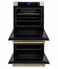 ZLINE - 30" Autograph Edition Double Wall Oven with Self Clean and True Convection in Stainless Steel and Gold - Stainless Steel and Gold