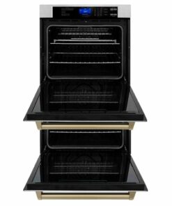 ZLINE - 30" Autograph Edition Double Wall Oven in Fingerprint Resistant Stainless Steel and Champagne Bronze - Stainless steel