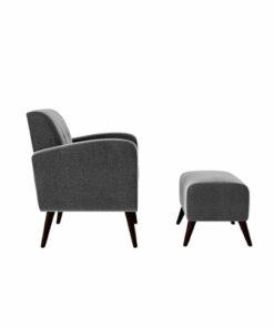 Handy Living - Thoms Modern Low-Pile Velour Armchair and Ottoman - Dark Gray