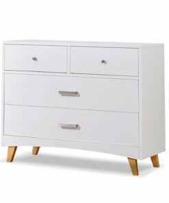 Sorelle - Soho 4 Drawer Dresser - White and Natural Wood