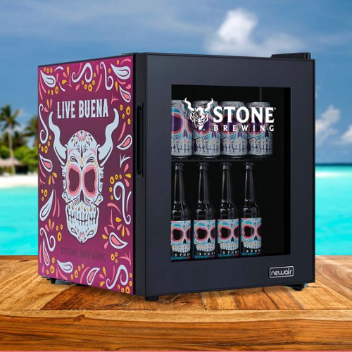 NewAir - Stone Brewing Live Buena Beverage Cooler, 60 Can with Glass Door and Removable Shelf - Purple