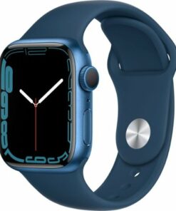Geek Squad Certified Refurbished Apple Watch Series 7 (GPS) 41mm Blue Aluminum Case with Abyss Blue Sport Band - Blue