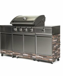 TYTUS Grills - Ash Stacked Stone Propane Grill Island - Silver