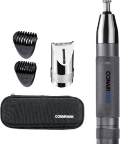 Conair - Metal 3-bevel blade Nose, Ear & Eyebrow Trimmer - Dry - Gray