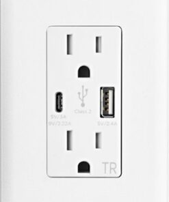 Insignia™ - 2-Outlet/2-USB In-Wall Tamper-Resistant Surge Protector - White