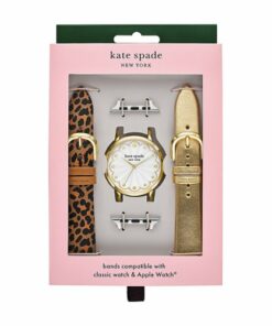kate spade new york - traditional watch and apple band cross-compatible set, 38/40/41mm bands and classic watch head - Leopard, Gold