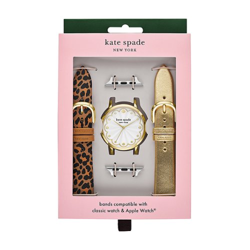 kate spade new york - traditional watch and apple band cross-compatible set, 38/40/41mm bands and classic watch head - Leopard, Gold