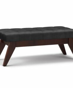 Simpli Home - Draper Mid Century Tufted Ottoman Bench - Distressed Black