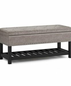Simpli Home - Lomond Storage Ottoman Bench - Distressed Grey Taupe