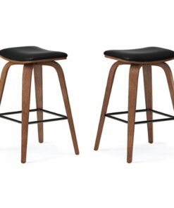 Simpli Home - Larsen Saddle Bar Stool (Set of 2) - Black