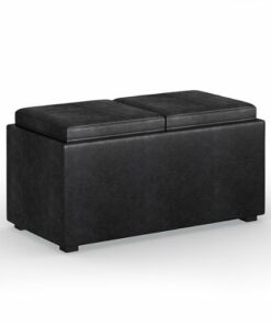 Simpli Home - Avalon 5 Piece Storage Ottoman - Distressed Black