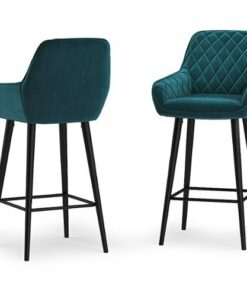 Simpli Home - Garey Counter Height Stool (Set of 2) - Teal Velvet