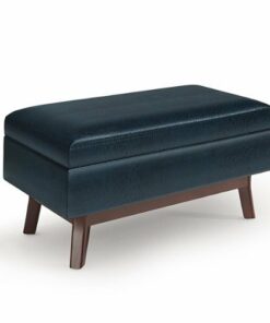 Simpli Home - Owen Small Rectangular Storage Ottoman - Distressed Dark Blue