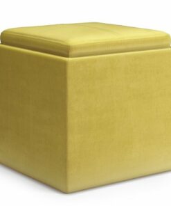 Simpli Home - Rockwood Cube Storage Ottoman with Tray - Dijon Yellow