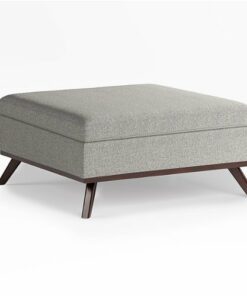Simpli Home - Owen Square Coffee Table Storage Ottoman - Cloud Grey
