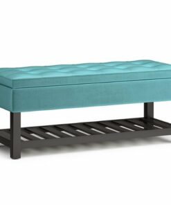 Simpli Home - Cosmopolitan Storage Ottoman Bench with Open Bottom - Aqua