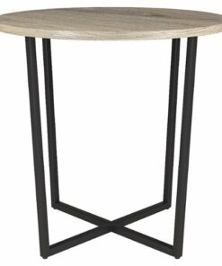 Camden&Wells - Pivetta Round Side Table - Blackened Bronze/Antiqued Gray Oak