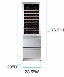 Avanti ELITE Series Wine Cooler, 108 Bottle Capacity, 2-Drawer Beverage Center, in Stainless Steel - Stainless Steel with Black Cabinet