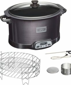Weston - 2-in-1 Indoor Smoker and Slow Cooker - STAINLESS STEEL