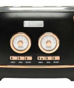 Haden - Dorset 4-Slice Wide Slot Toaster - Black and Copper