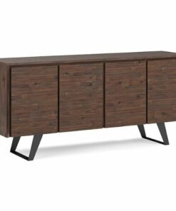 Simpli Home - Lowry Large 4 Door Sideboard Buffet - Distressed Charcoal Brown