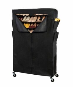 Honey-Can-Do - 50-Pair Rolling Shoe Rack and Cover - Black