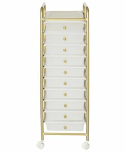 Honey-Can-Do - 10-Drawer Metal Rolling Storage Cart - Gold