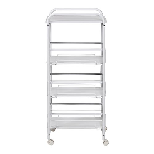 Honey-Can-Do - 4-Tier Slim Rolling Cart with Drawers - White