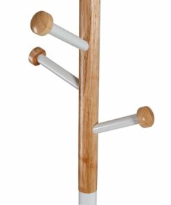 Honey-Can-Do - Freestanding Corner Coat Rack with 6 Hooks with Wood Accent - White