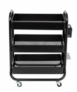 Honey-Can-Do - Rolling Craft Cart with Wheels Pegboard Shelf and Metal Basket - Black