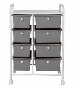 Honey-Can-Do - Metal Rolling Cart with 8 Plastic Storage Drawers - White/Gray