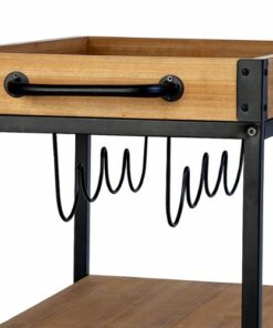 Honey-Can-Do - Industrial Rolling Bar Cart with Removable Serving Tray - Black