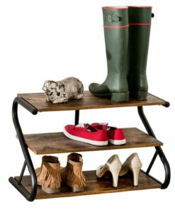 Honey-Can-Do - 3-Shelf Z-Frame Wooden Shoe Rack - Black